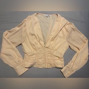 Beige Long Sleeve Crop Top